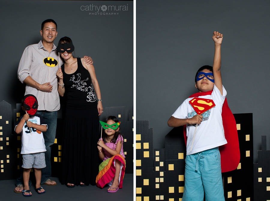 Superhero Photobooth Super hero Photo booth at Birthday Party