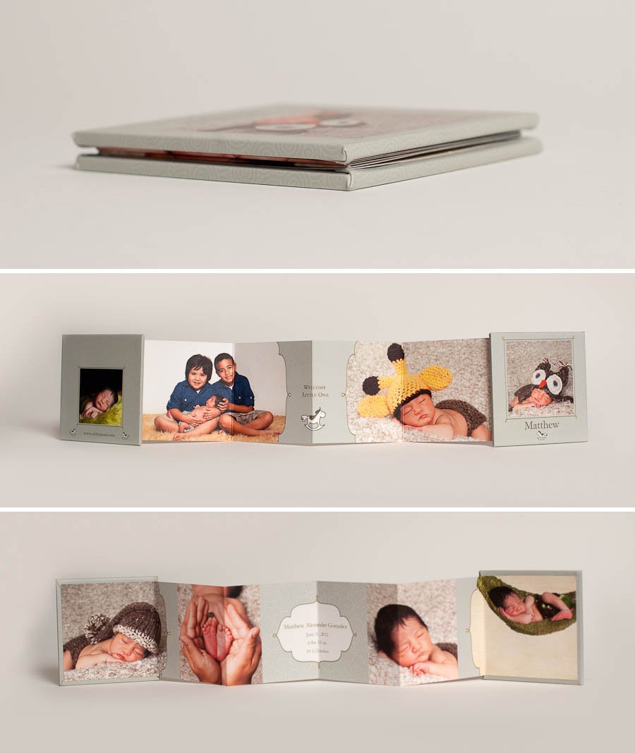 details of mini accordion book, accordion mini book, mini album for newborn session by Cathy Murai Photography