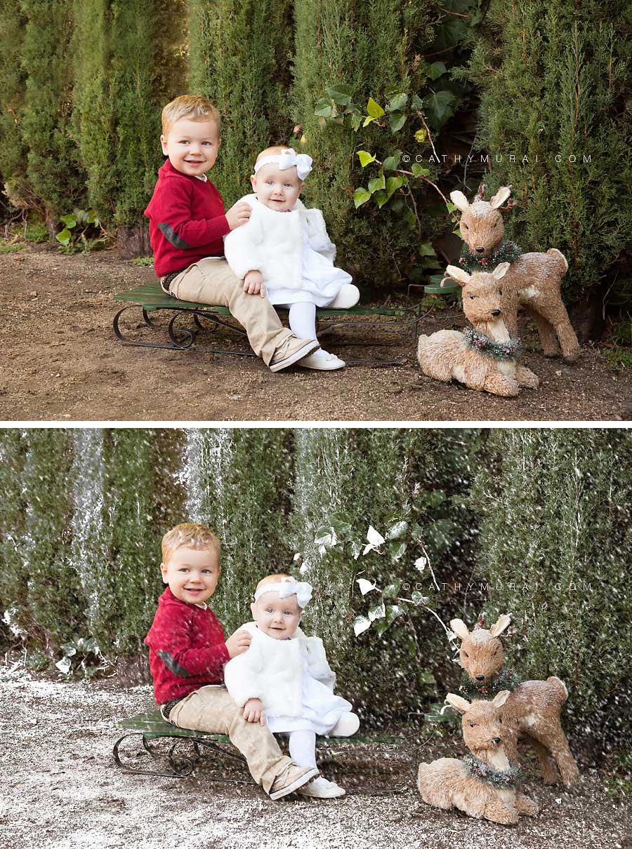 A handsome boy and adorable girl smiling while sitting on the sleigh in snow Cathy-Murai-Photography- Alhambra-South Pasadena-Pasadena-San Marino-San Gabriel Valley-Los Angeles-studio photography-Professional Christmas Photographer-Professional Christmas Photography, Christmas portrait photography Professional Christmas Photographer, Professional Christmas Photography, Children Christmas portrait photography, Christmas children photography, Christmas kids photography ideas, Christmas kids pictures