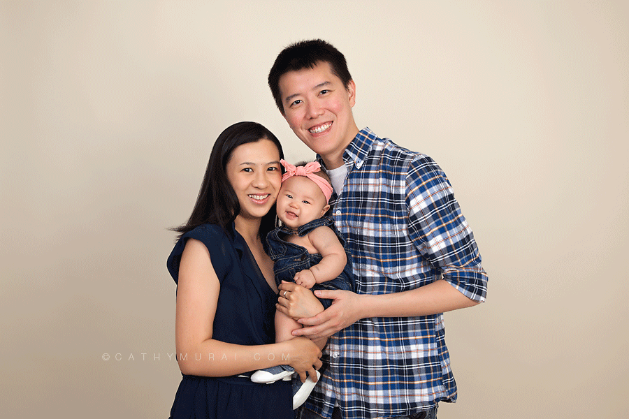 Family portrait during 3 month old baby studio session